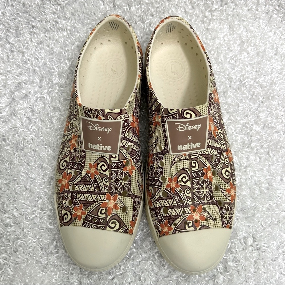 Disney x Native Beige Brown Floral Slip-On Shoes